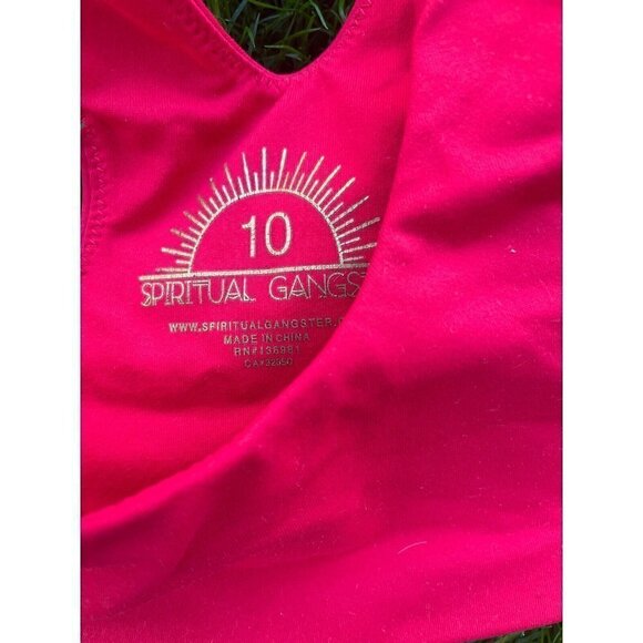 Spiritual Gangster Sports Bra Girls Size 10 Bralette Tulip Red Yoga Glitter - Picture 4 of 5